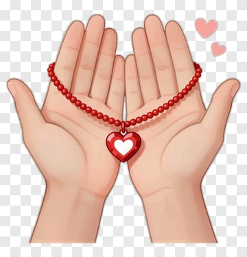Hands Holding A Heart Necklace PNG