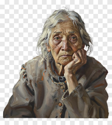 Elderly Woman Looking Thoughtful PNG