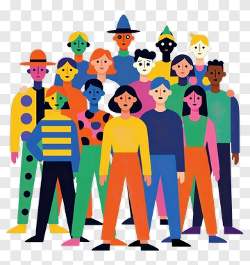 Colorful Group Of People Standing Together PNG