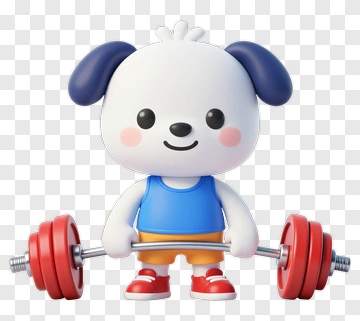 Cartoon Dog Lifting Weights PNG