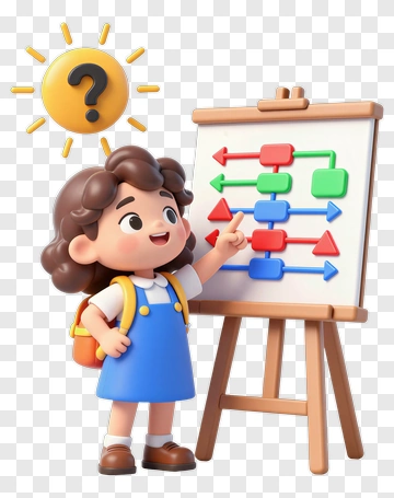 Cartoon Girl Pointing At A Flowchart PNG