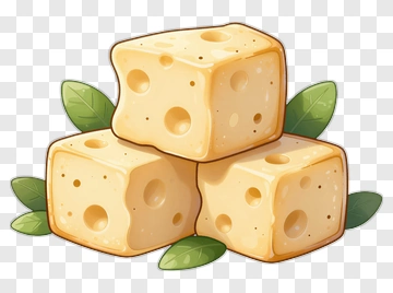 Cartoon Cheese Blocks With Leaves PNG