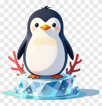 Cartoon Penguin On An Iceberg PNG