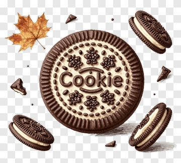 Chocolate Cookie With Decorative Elements PNG