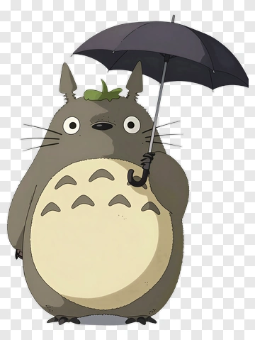 Cartoon Totoro Holding An Umbrella PNG