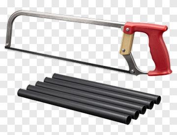 Hand Saw And Plastic Pipes PNG