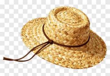 Straw Hat With Brown Band PNG
