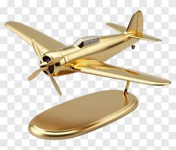 Golden Airplane Model PNG