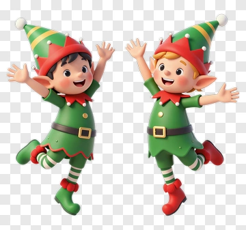 Cartoon Elves Jumping With Joy PNG