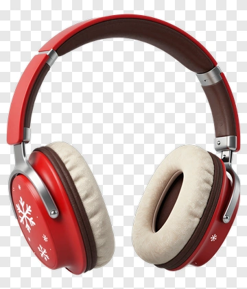 Red Headphones With Snowflake Design PNG