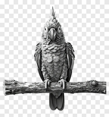 Realistic Parrot Perched On A Branch PNG