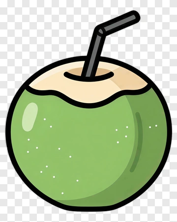 Cartoon Green Apple Drink With Straw PNG