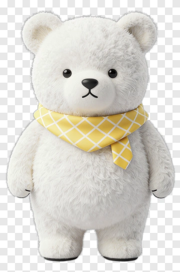 3D Polar Bear Wearing A Yellow Scarf PNG