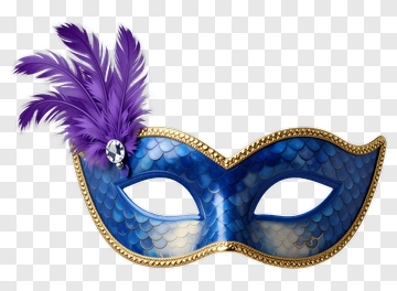 Blue Feathered Masquerade Mask PNG