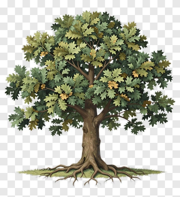 Detailed Oak Tree Illustration PNG