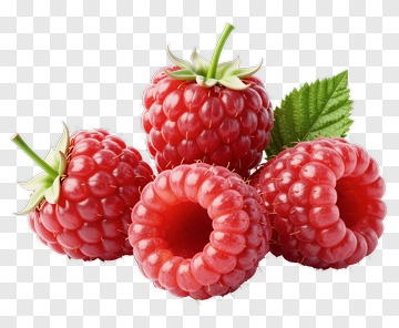 Fresh Raspberries With Green Leaves PNG