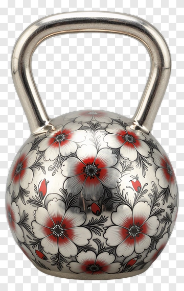 Decorative Kettlebell With Floral Design PNG