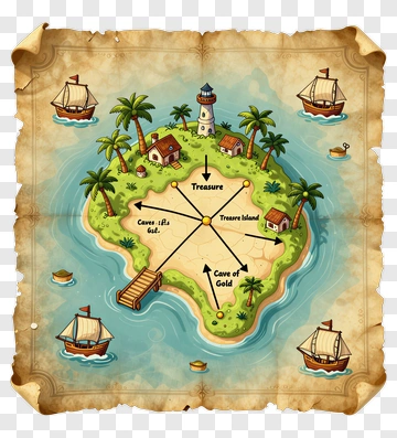 Treasure Map Of Treasure Island PNG
