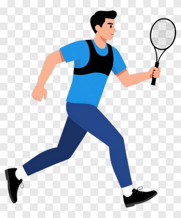 Tennis Player Running With A Racket PNG