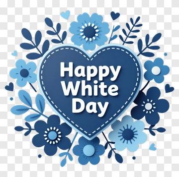 Happy White Day Heart With Flowers PNG
