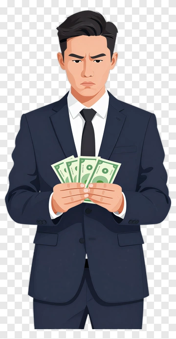 Businessman Holding Cash PNG