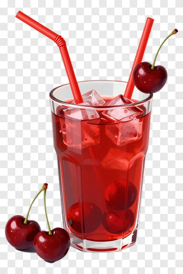 Refreshing Cherry Drink With Ice PNG