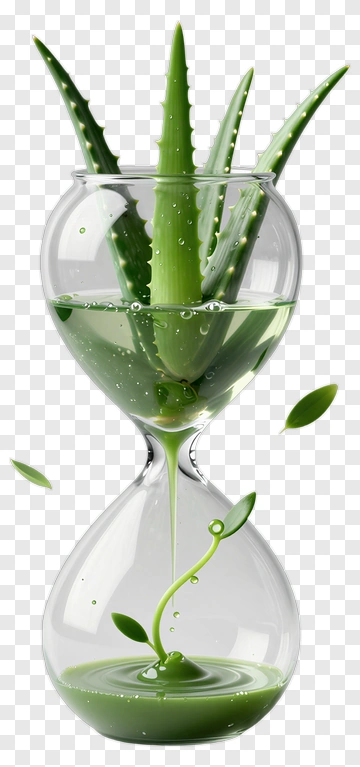 Aloe Vera In A Glass Hourglass PNG