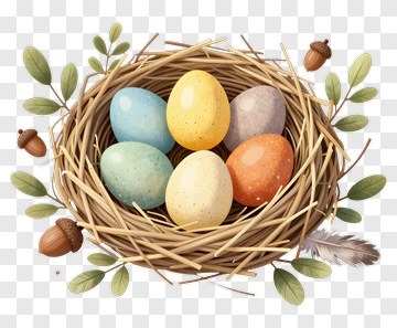 Colorful Easter Eggs In A Nest PNG