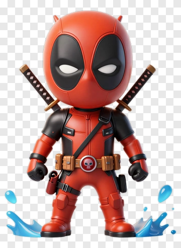 3D Deadpool Character With Swords PNG
