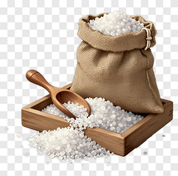 Sack Of Granulated Sugar With Wooden Scoop PNG
