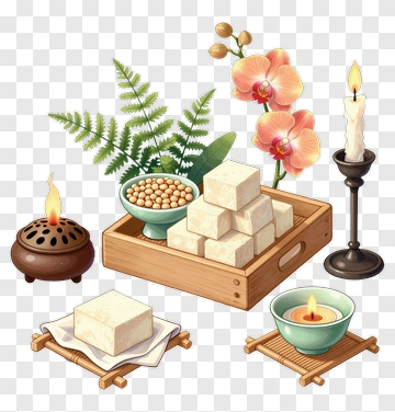 Spa Arrangement With Candles And Natural Elements PNG