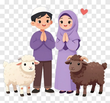 Happy Family Celebrating With Sheep PNG