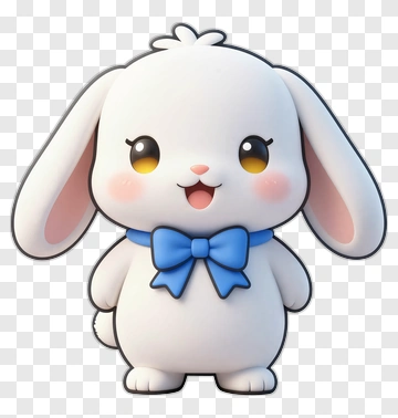 Cute Cartoon Bunny With Blue Bow Tie PNG
