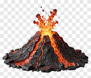Erupting Volcano With Lava PNG