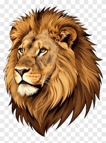 Realistic Lion Head Illustration PNG