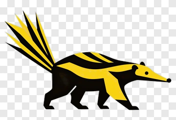 Stylized Badger With Yellow And Black Stripes PNG