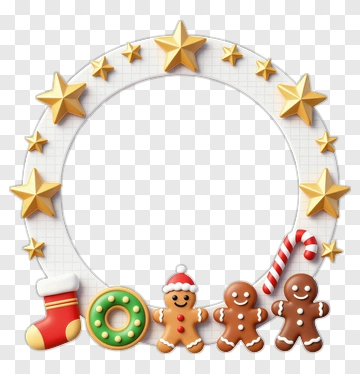 Christmas Cookie Wreath With Gingerbread And Stars PNG