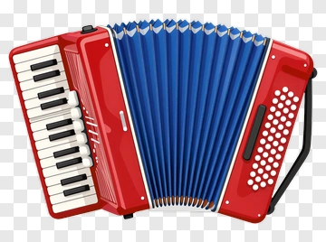 Red Accordion With Blue Bellows PNG