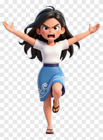 Cartoon Girl Running With Anger PNG