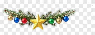 Christmas Pine Branch With Ornaments And Star PNG