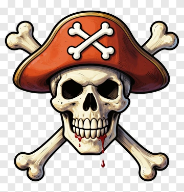 Cartoon Pirate Skull With Crossbones PNG
