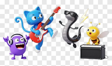 Cartoon Animals Playing Music Together PNG