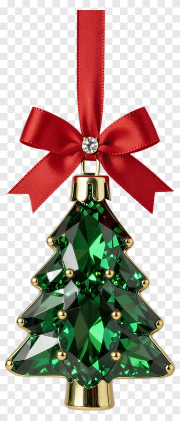 Christmas Tree Ornament With Red Bow PNG
