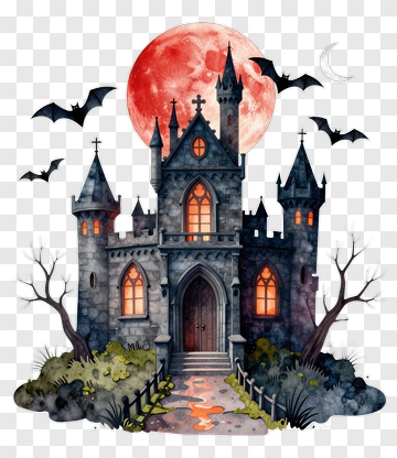 Haunted Castle Under A Full Moon PNG