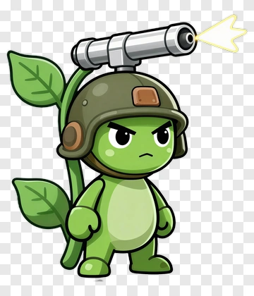 Cartoon Soldier Plant With Water Gun PNG
