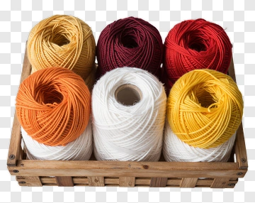 Colorful Yarn In A Wooden Basket PNG