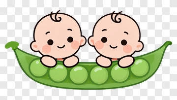 Cartoon Twins In A Peapod PNG