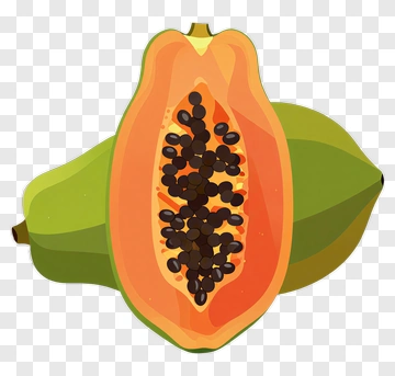 Papaya With Cut Open Fruit PNG