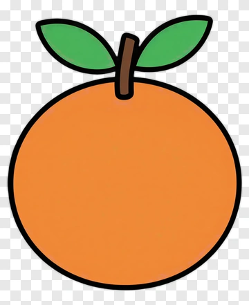 Cartoon Orange With Leaves PNG