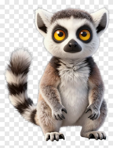 3D Cartoon Lemur PNG